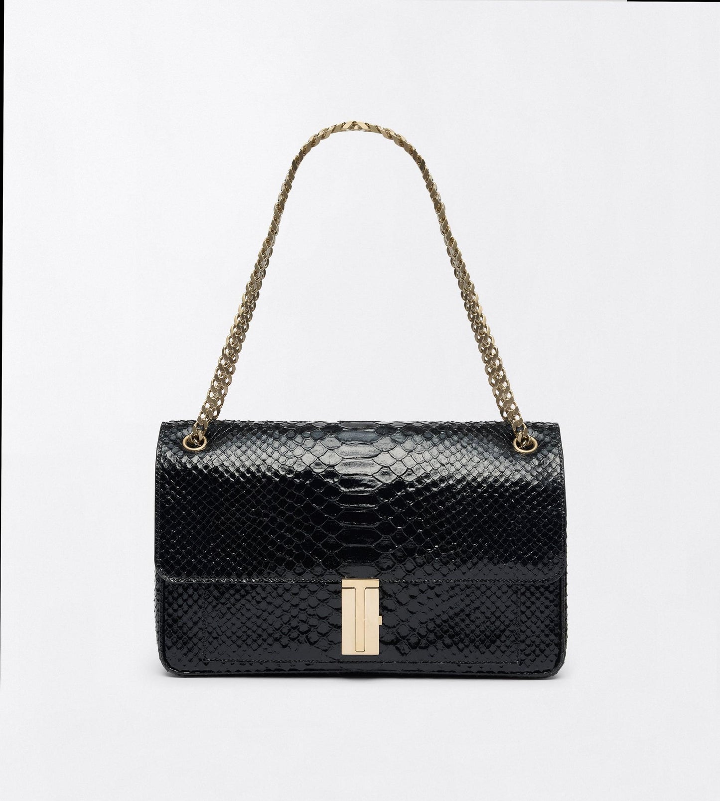 Semi Shiny Printed Python Mia Chain Shoulder Bag