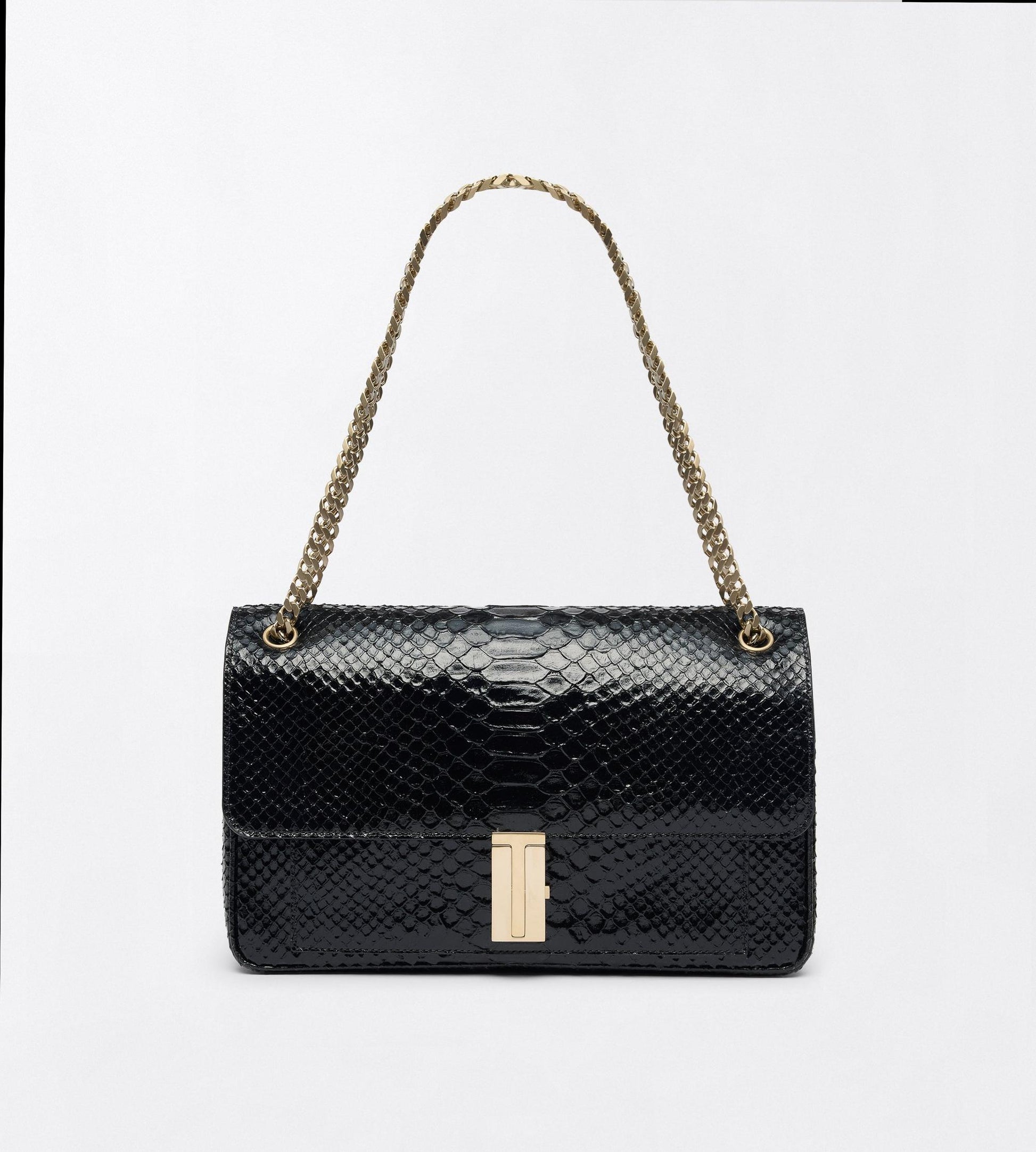 Semi Shiny Printed Python Mia Chain Shoulder Bag