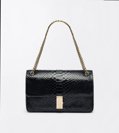 Semi Shiny Printed Python Mia Chain Shoulder Bag