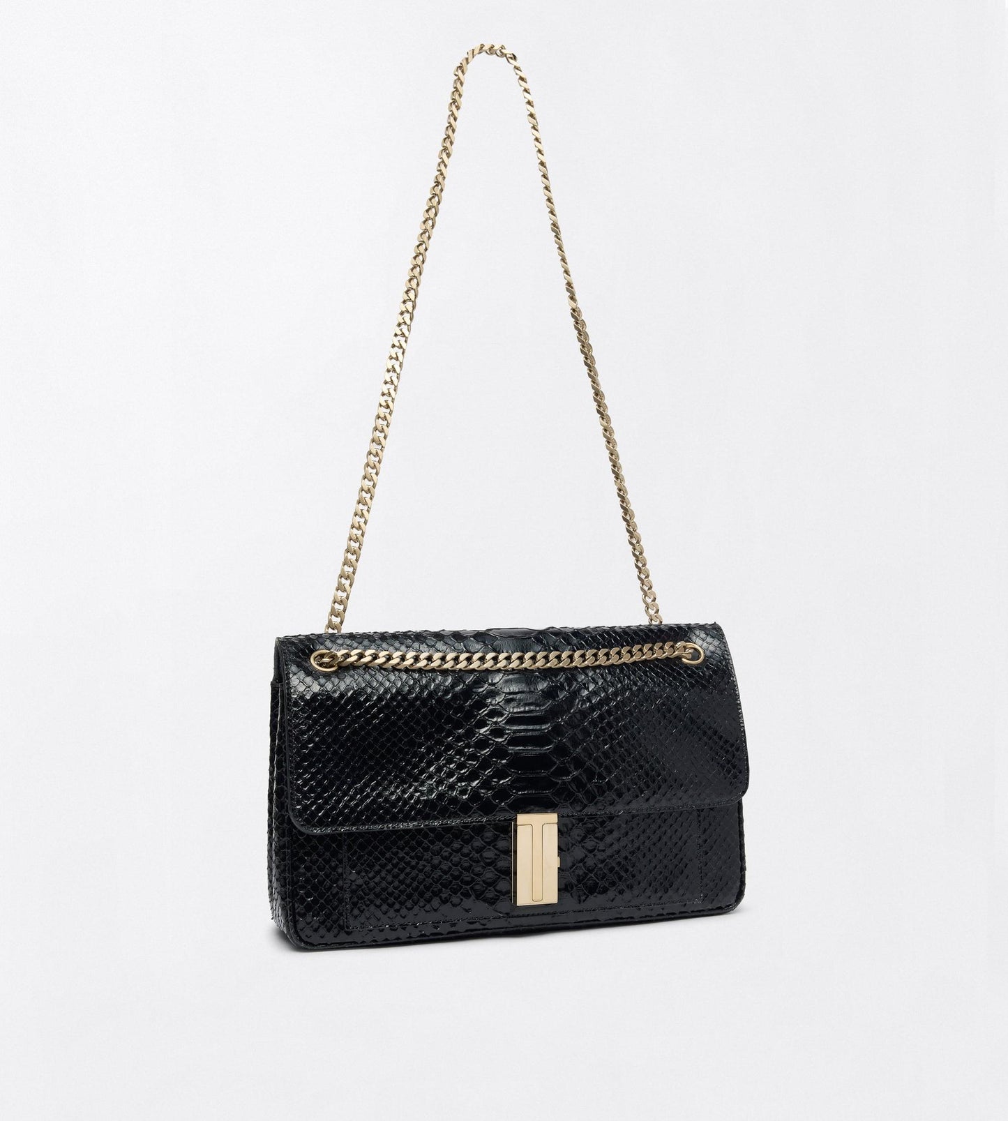 Semi Shiny Printed Python Mia Chain Shoulder Bag
