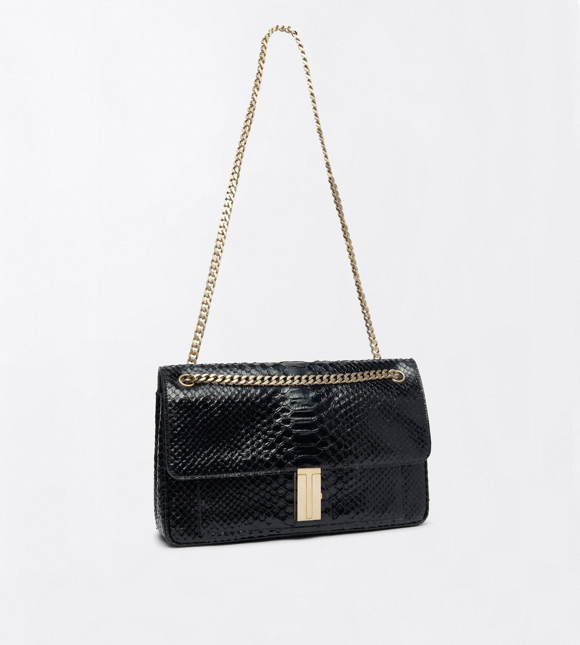 Semi Shiny Printed Python Mia Chain Shoulder Bag