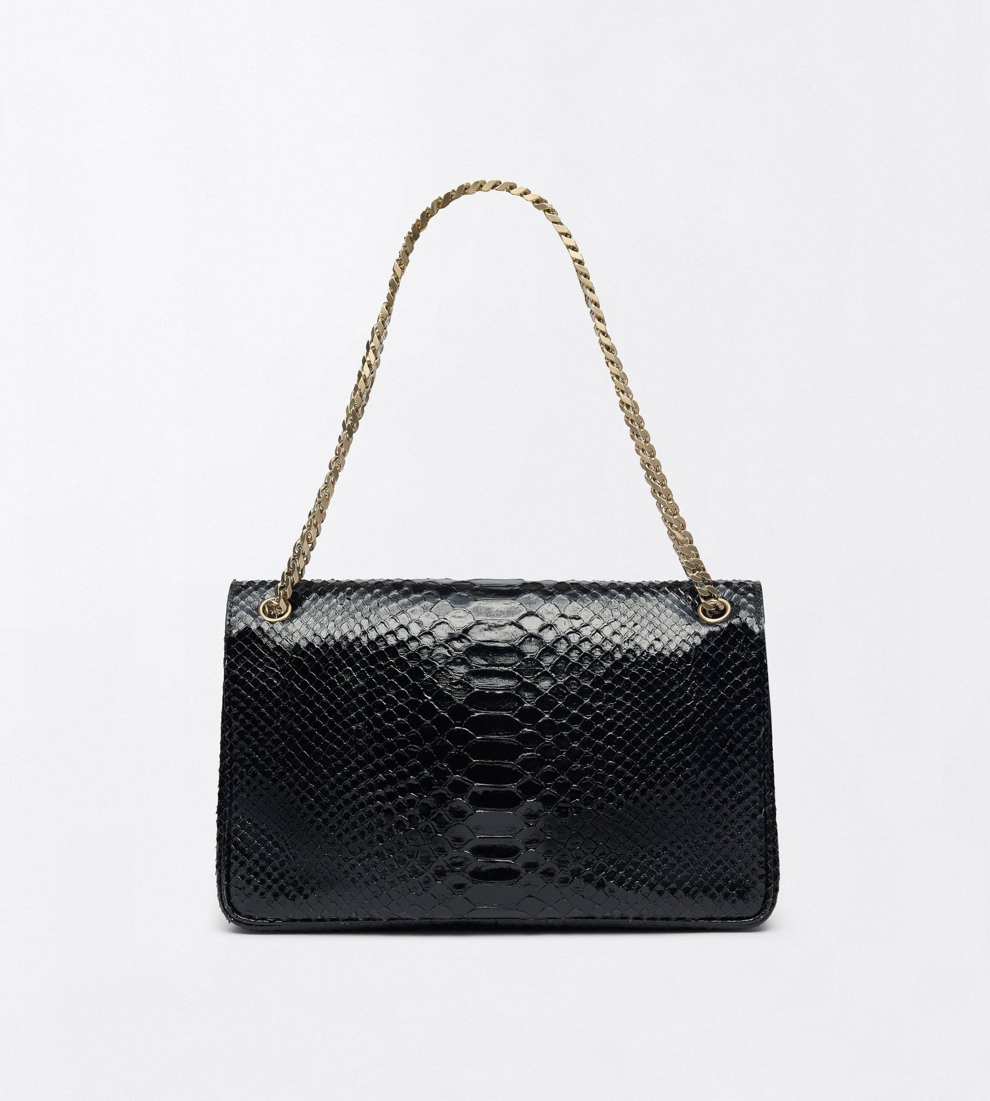 Semi Shiny Printed Python Mia Chain Shoulder Bag