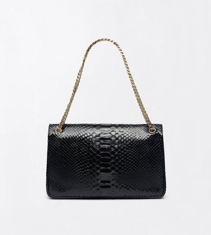 Semi Shiny Printed Python Mia Chain Shoulder Bag