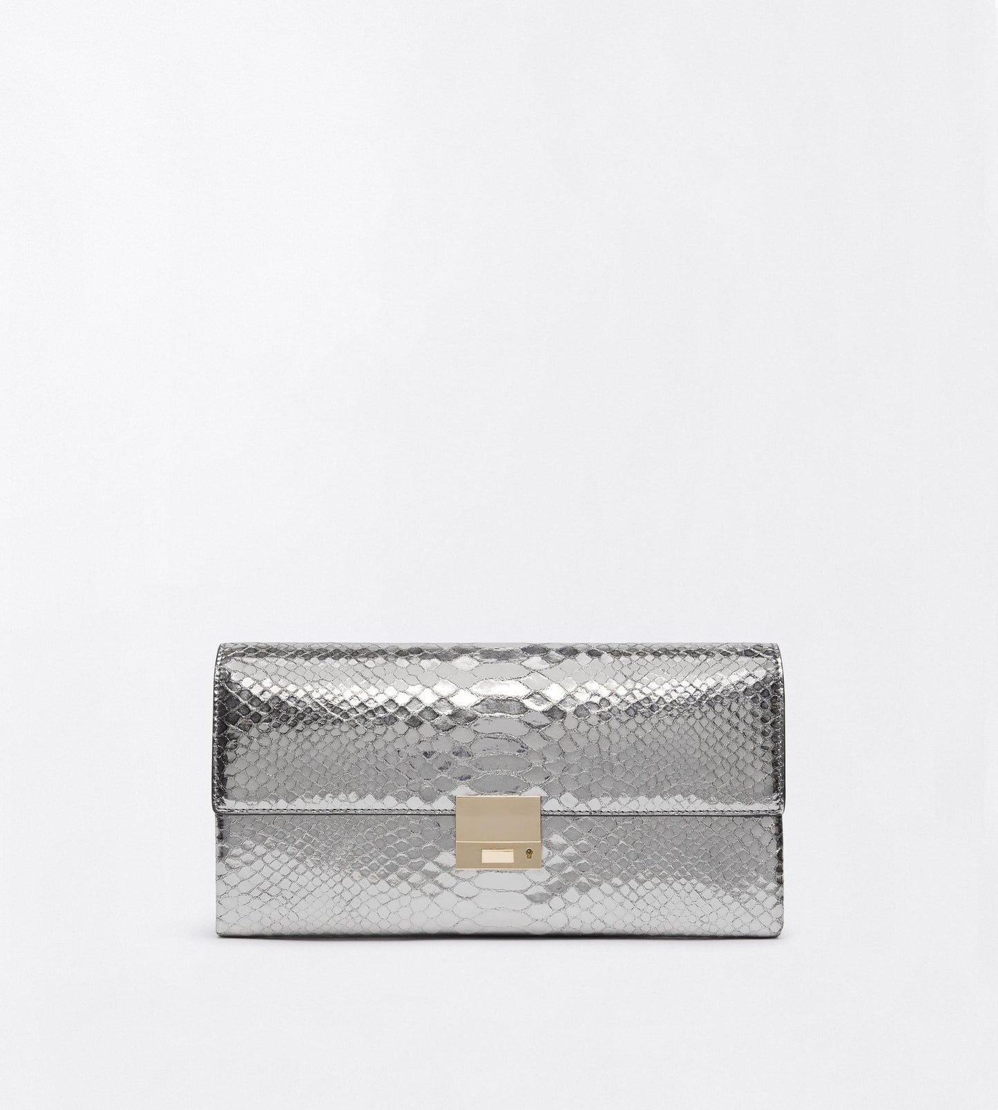 Laminated Printed Python Jean Clutch
