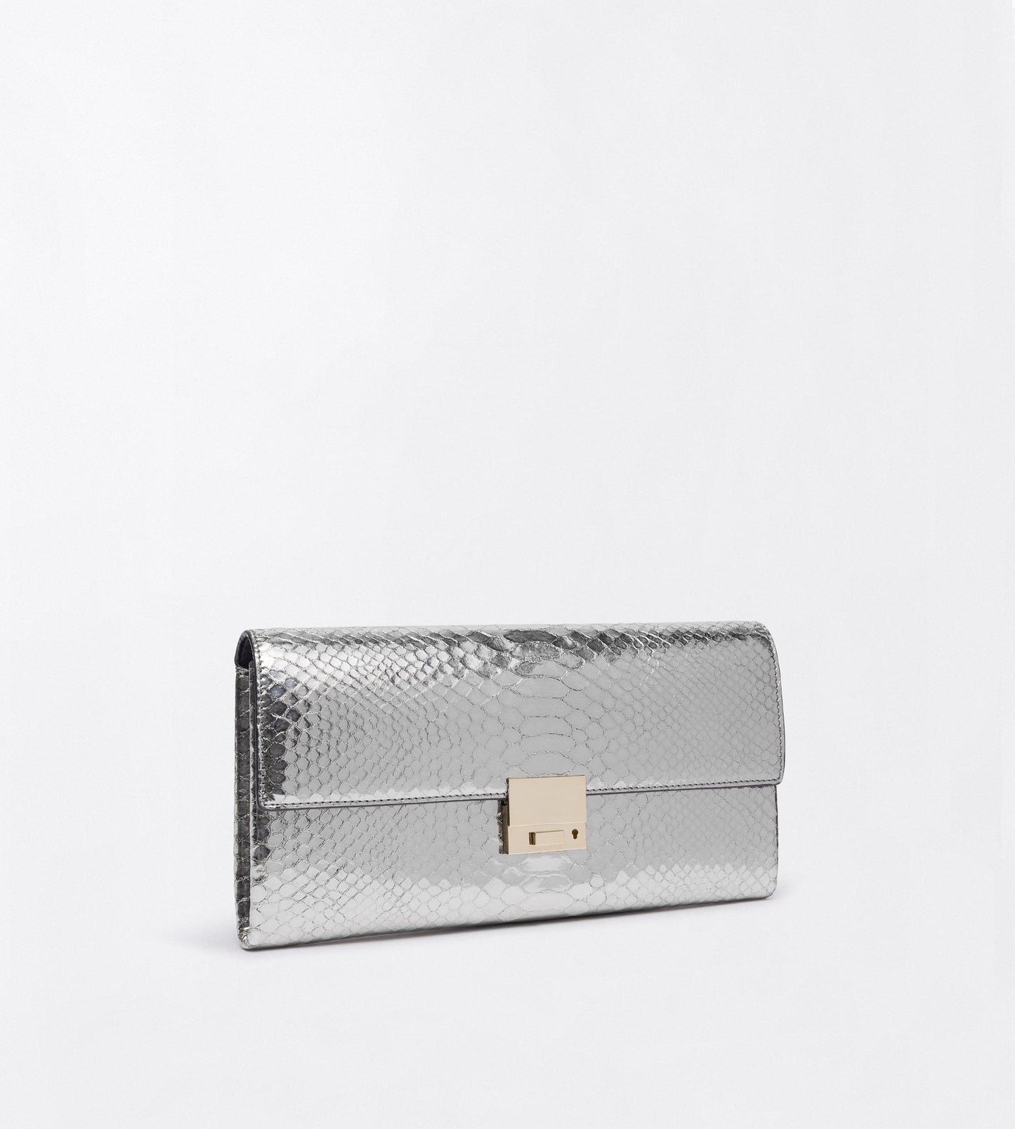 Laminated Printed Python Jean Clutch
