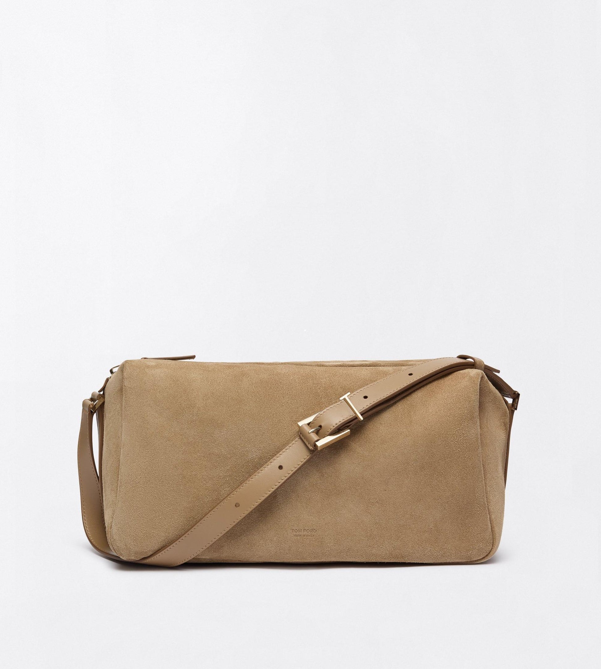 Suede Leather T Loop Shoulder Bag