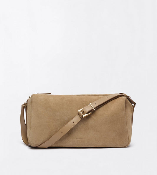 Suede Leather T Loop Shoulder Bag