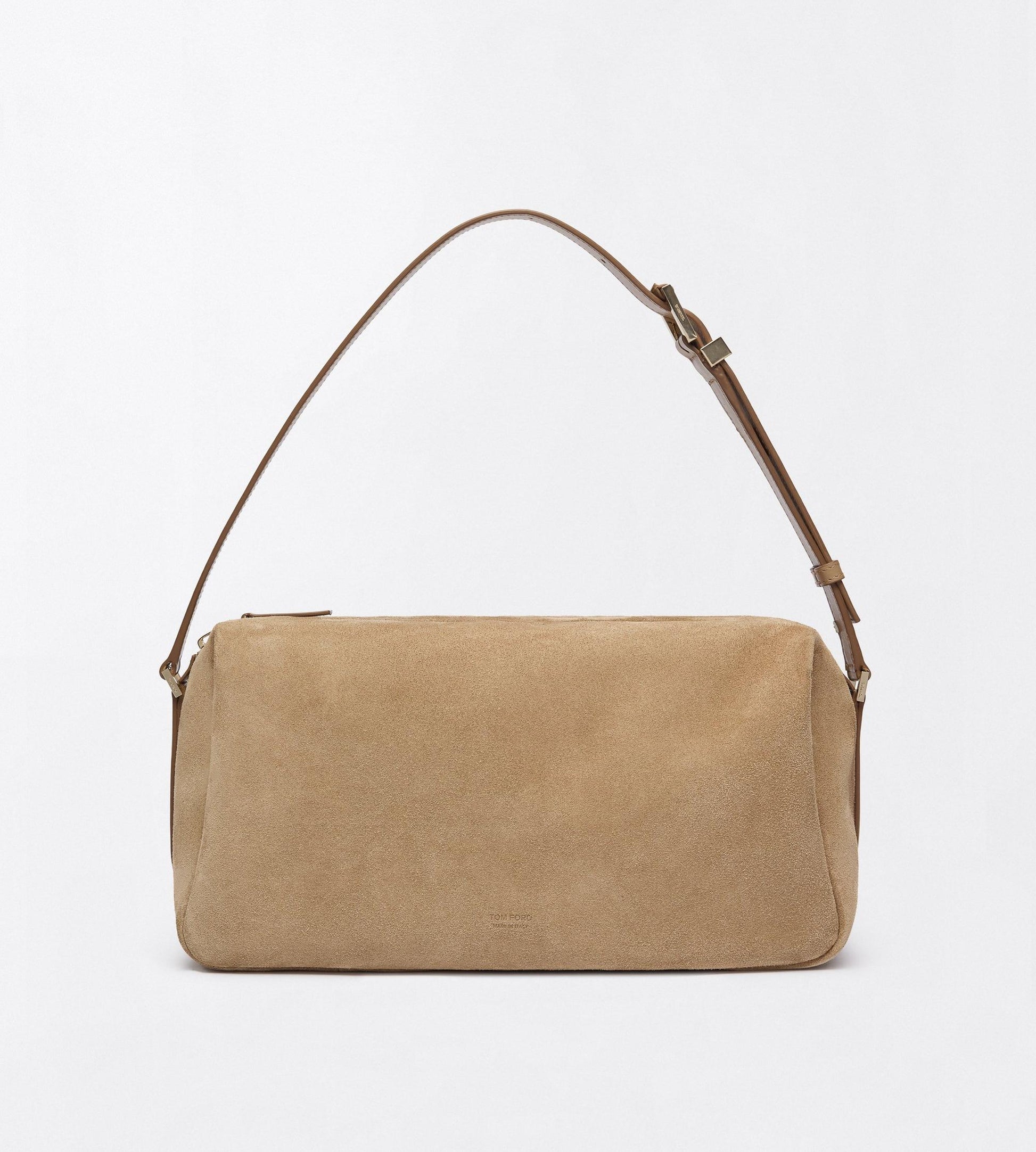 Suede Leather T Loop Shoulder Bag