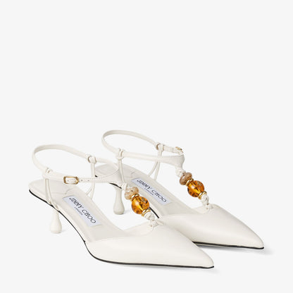 Lauri 50 Latte Mix Nappa Leather Slingbacks with Beads