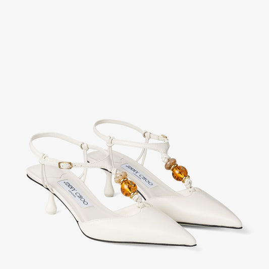 Lauri 50 Latte Mix Nappa Leather Slingbacks with Beads