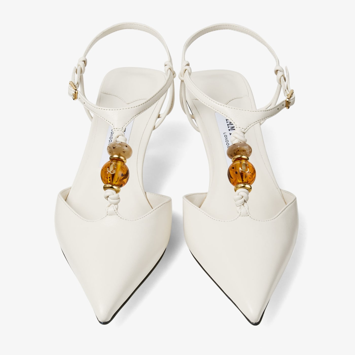 Lauri 50 Latte Mix Nappa Leather Slingbacks with Beads