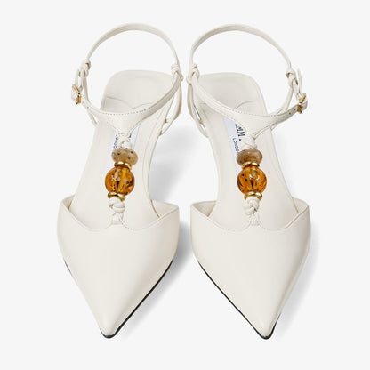 Lauri 50 Latte Mix Nappa Leather Slingbacks with Beads