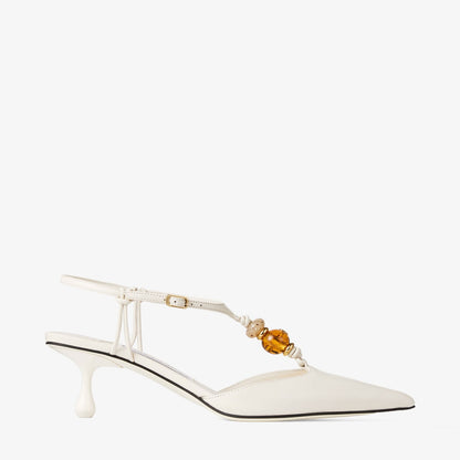 Lauri 50 Latte Mix Nappa Leather Slingbacks with Beads