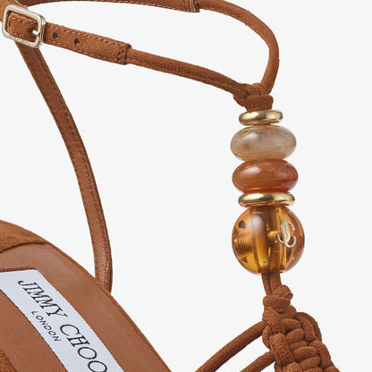 Lemi Wedge 100 Tan Mix Suede Wedges with Beads
