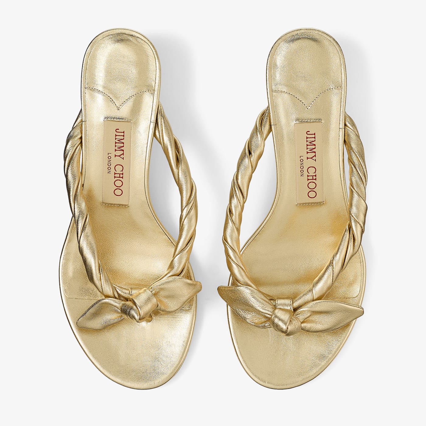 Liss 35 Gold Metallic Nappa Leather Mule Sandals with Bow