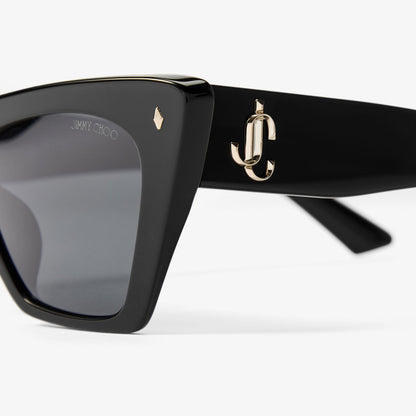 Lou Black and Grey Acetate Cat-Eye Sunglasses
