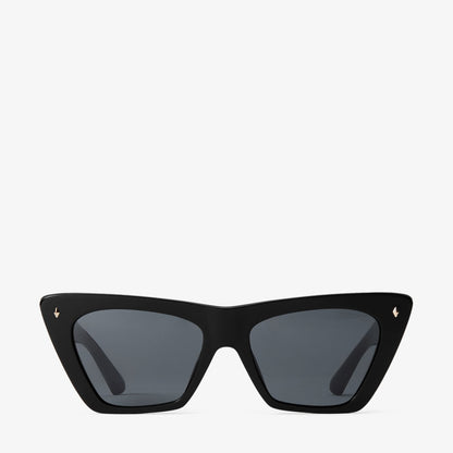 Lou Black and Grey Acetate Cat-Eye Sunglasses