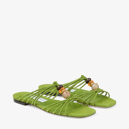 Lova Mule Flat Clover Mix Suede Flats with Beads
