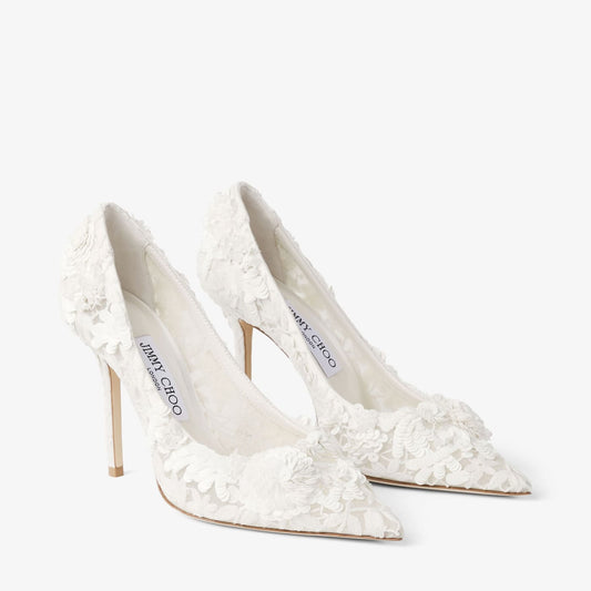 Love 100 Ivory Mix Bloom Paillette Embroidery Pumps