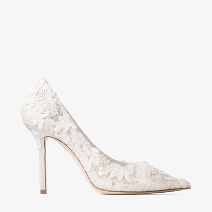 Love 100 Ivory Mix Bloom Paillette Embroidery Pumps