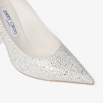 Love 100 Ivory Satin Pumps with Crystal Embellishment