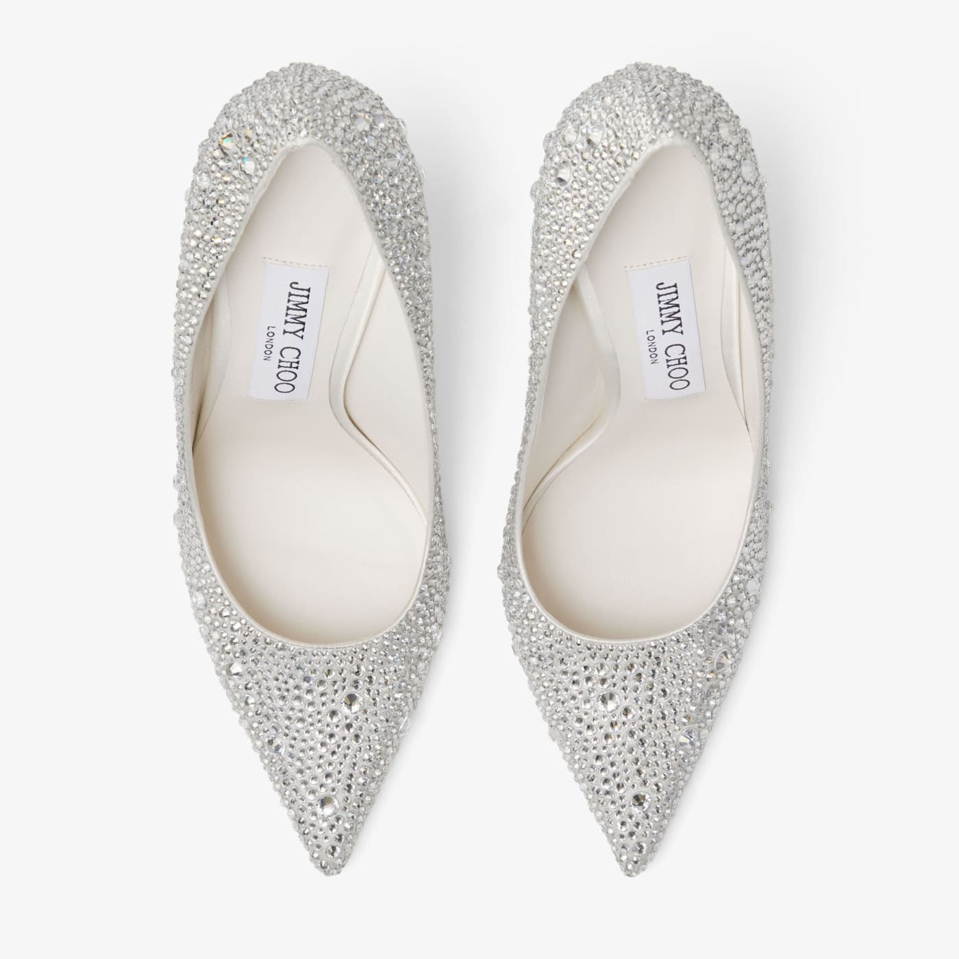 Love 100 Ivory Satin Pumps with Crystal Embellishment