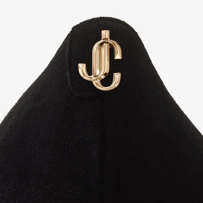 Love 65 Black Suede Pointed Pumps with JC Emblem