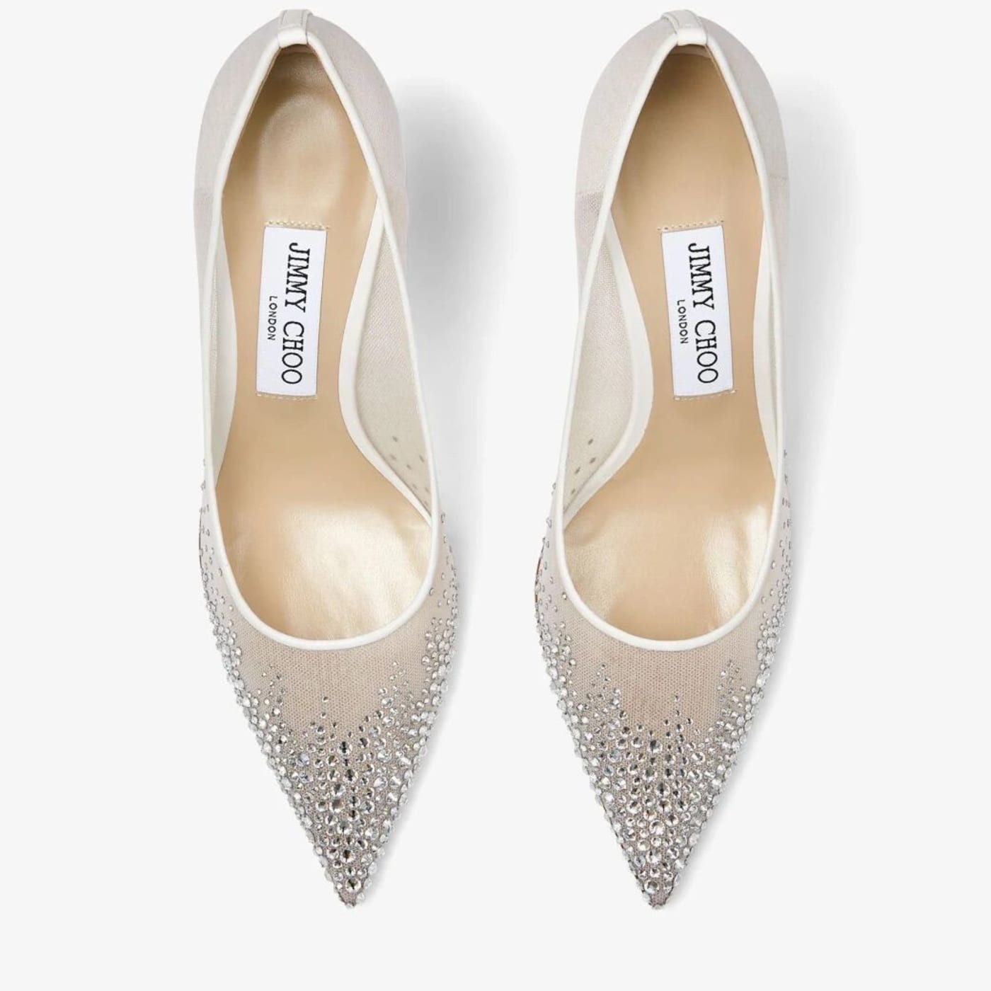 Love 65 White Mesh Pumps with Dégradé Crystals