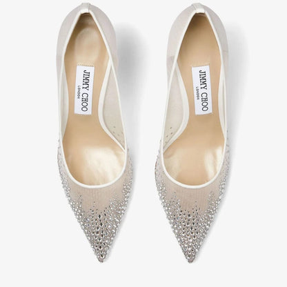Love 65 White Mesh Pumps with Dégradé Crystals