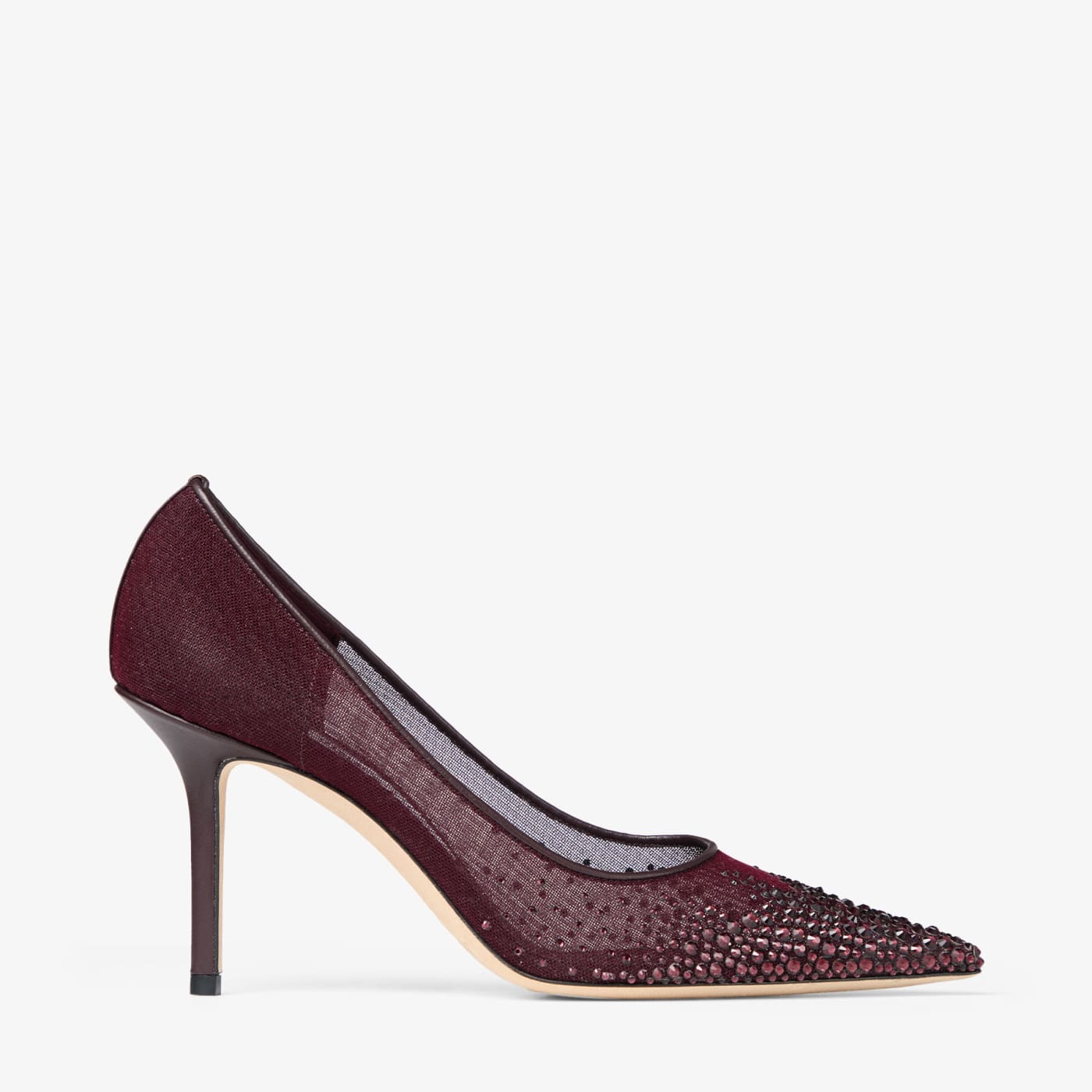 Love 85 Deep Merlot Mesh Pumps with Galaxy Crystal