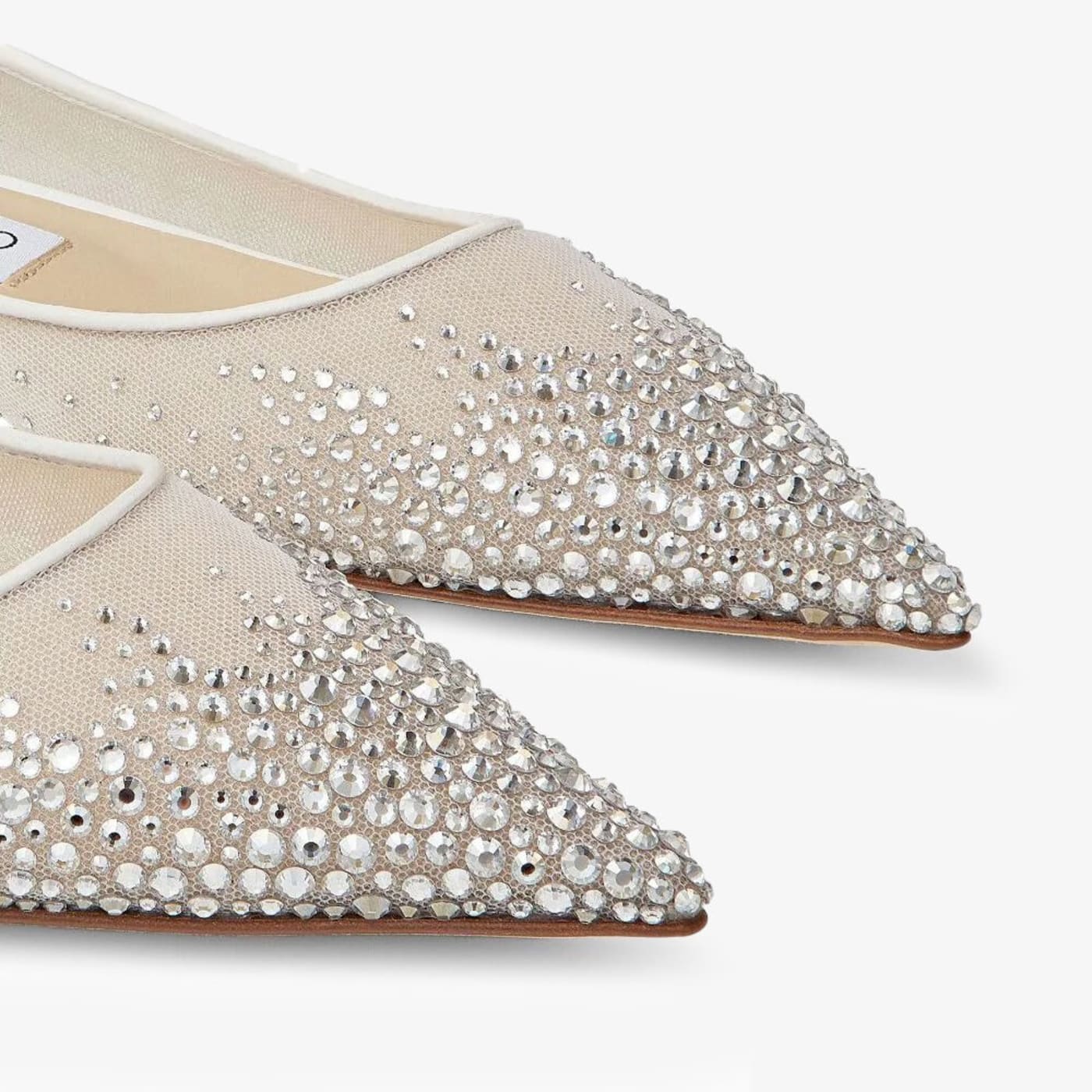 Love Flat White Degrade Crystal Mesh Flats