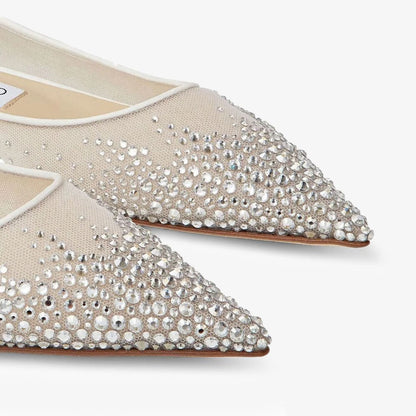 Love Flat White Degrade Crystal Mesh Flats