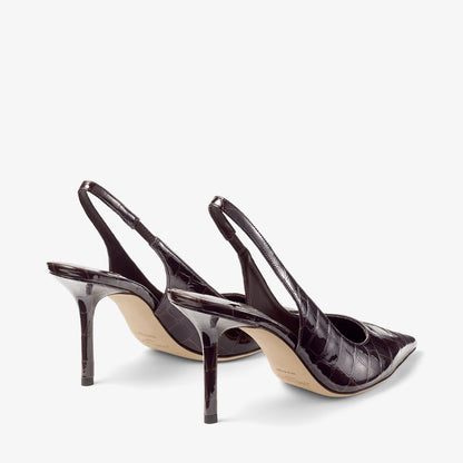 Love Sling Back 85 Sambuco Shiny Croc Embossed Leather Slingbacks