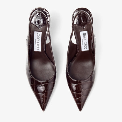 Love Sling Back 85 Sambuco Shiny Croc Embossed Leather Slingbacks