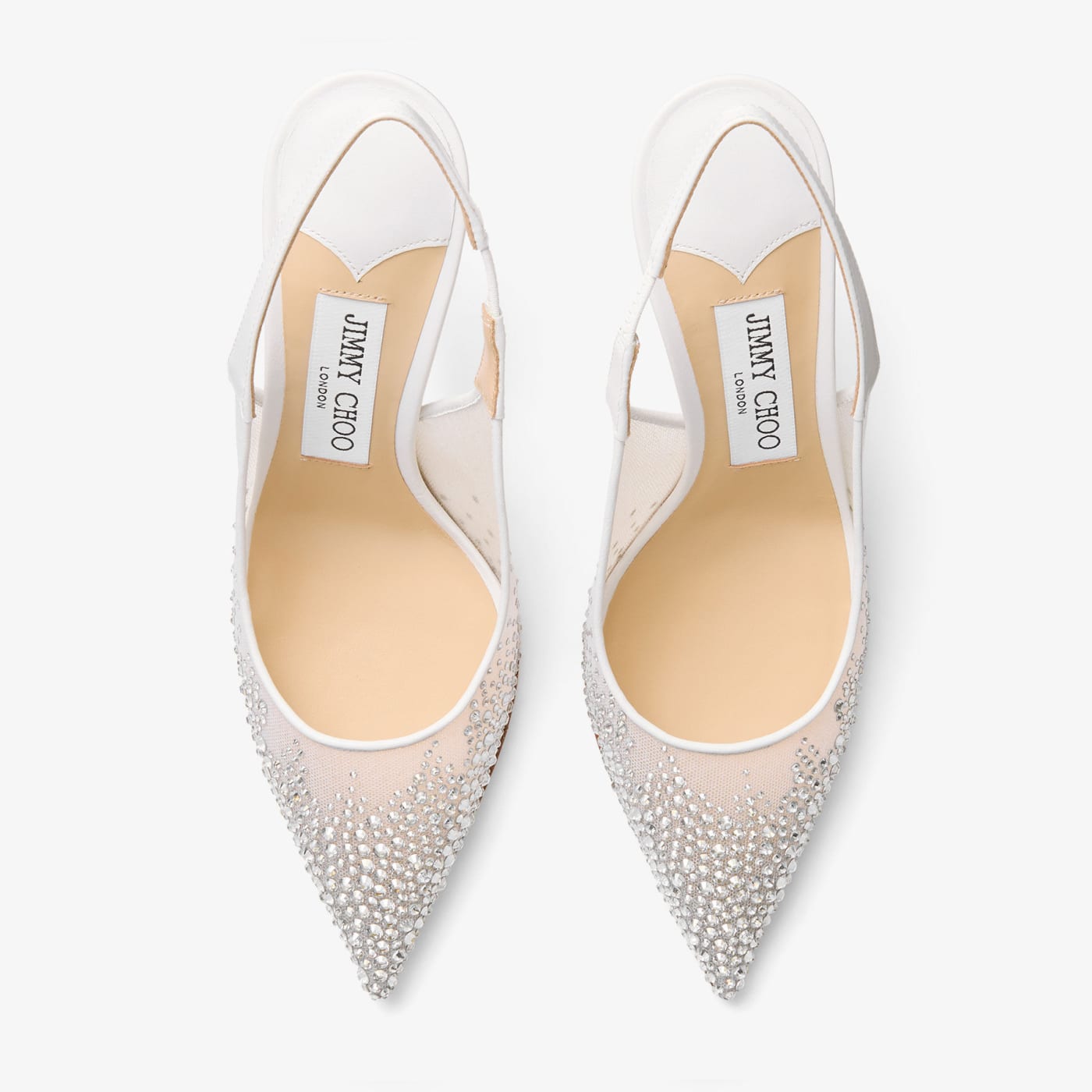 Love Sling Back 85 White Mesh Slingbacks with Dégradé Galaxy Crystals