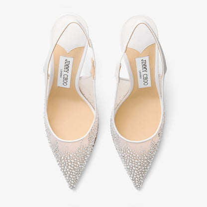 Love Sling Back 85 White Mesh Slingbacks with Dégradé Galaxy Crystals