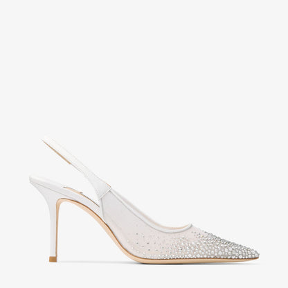 Love Sling Back 85 White Mesh Slingbacks with Dégradé Galaxy Crystals