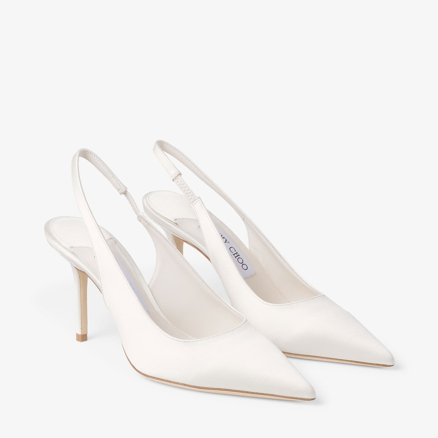 Love Sling Back 85 Ivory Satin Slingbacks