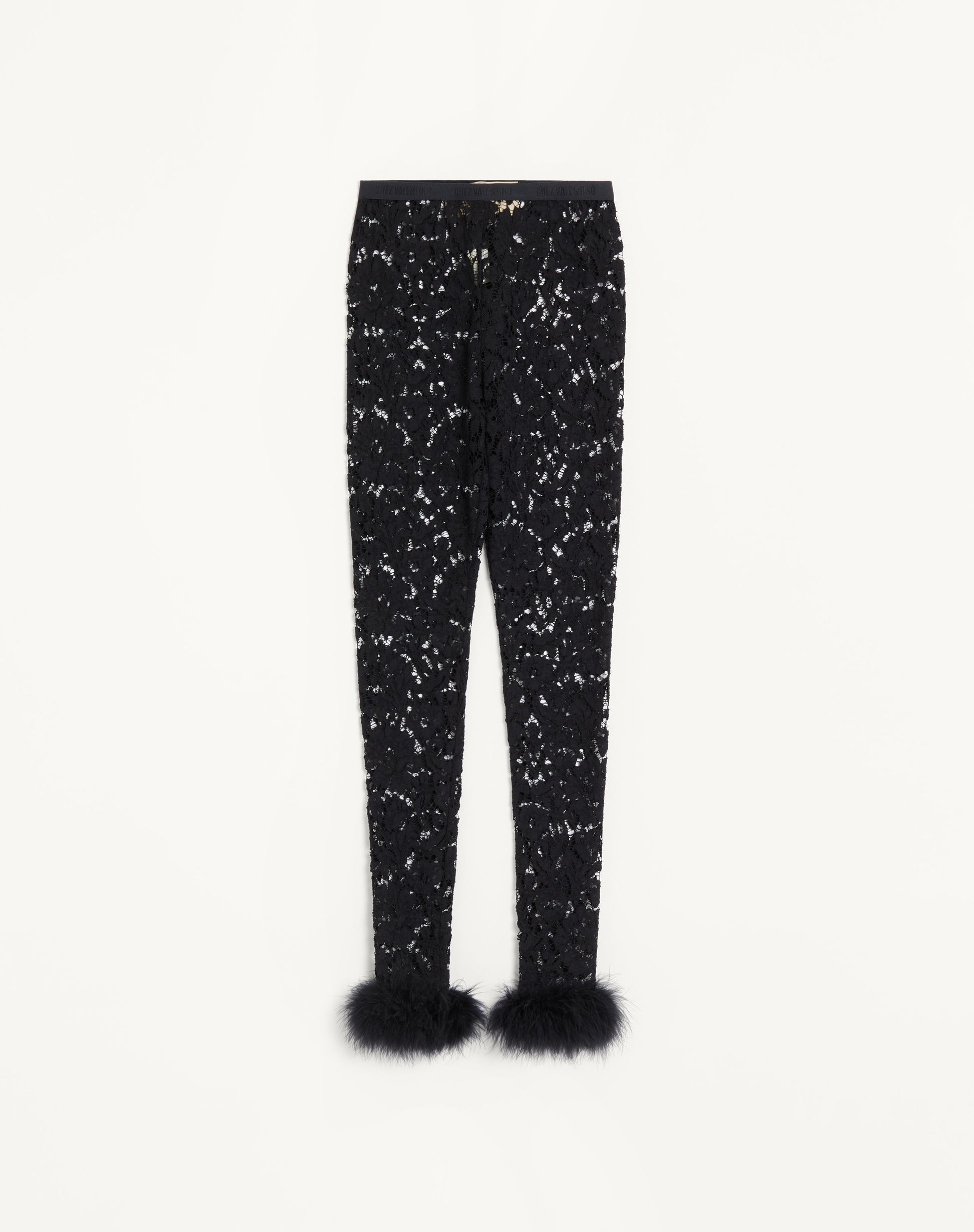 Lace Leggings With Feathers