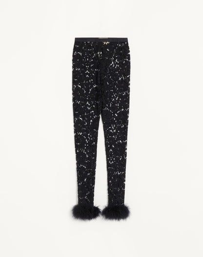 Lace Leggings With Feathers