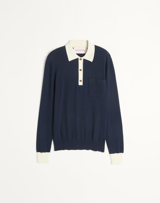 Long-sleeved Cotton Polo Shirt