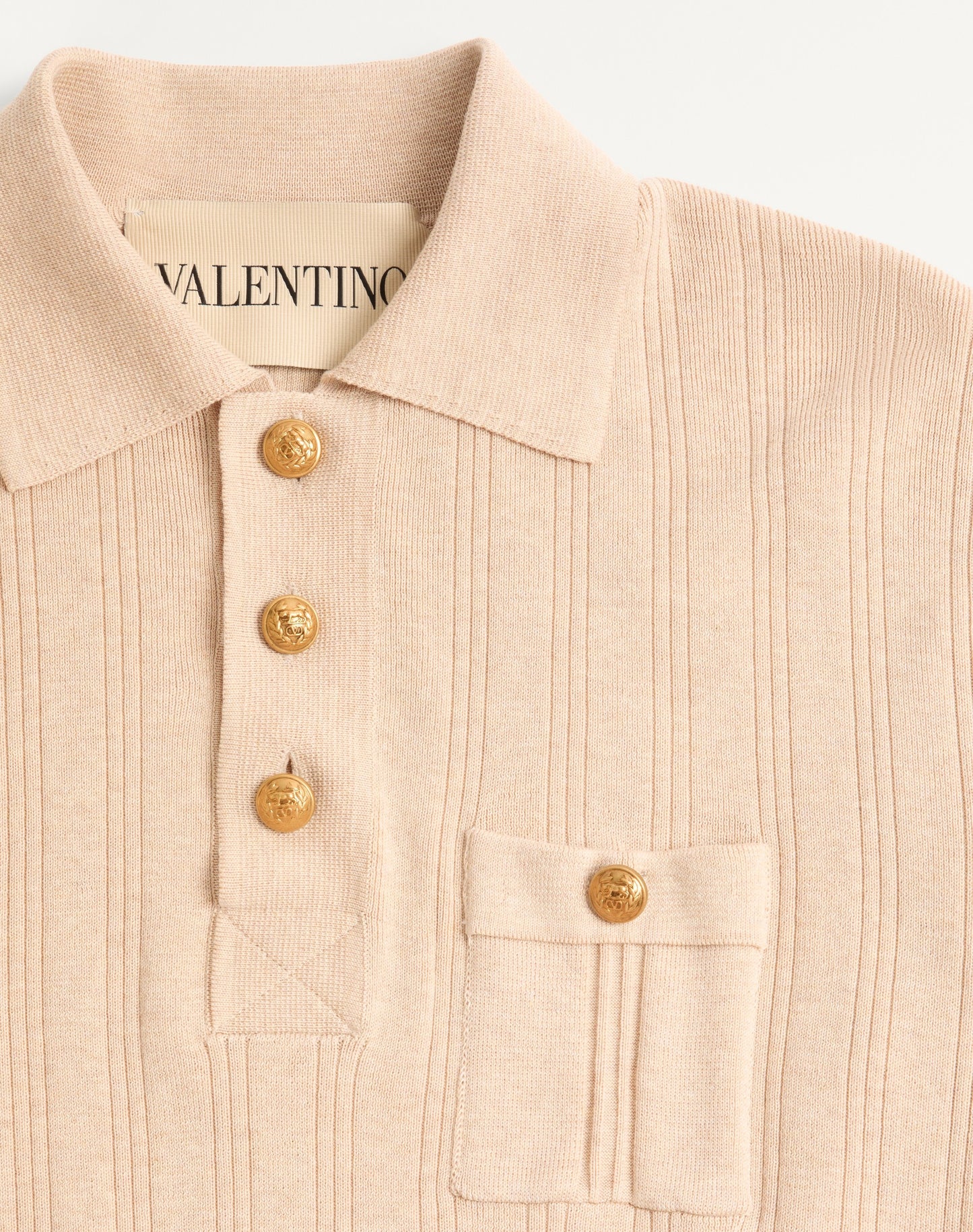 Long-sleeved Ribbed Cotton Polo Shirt