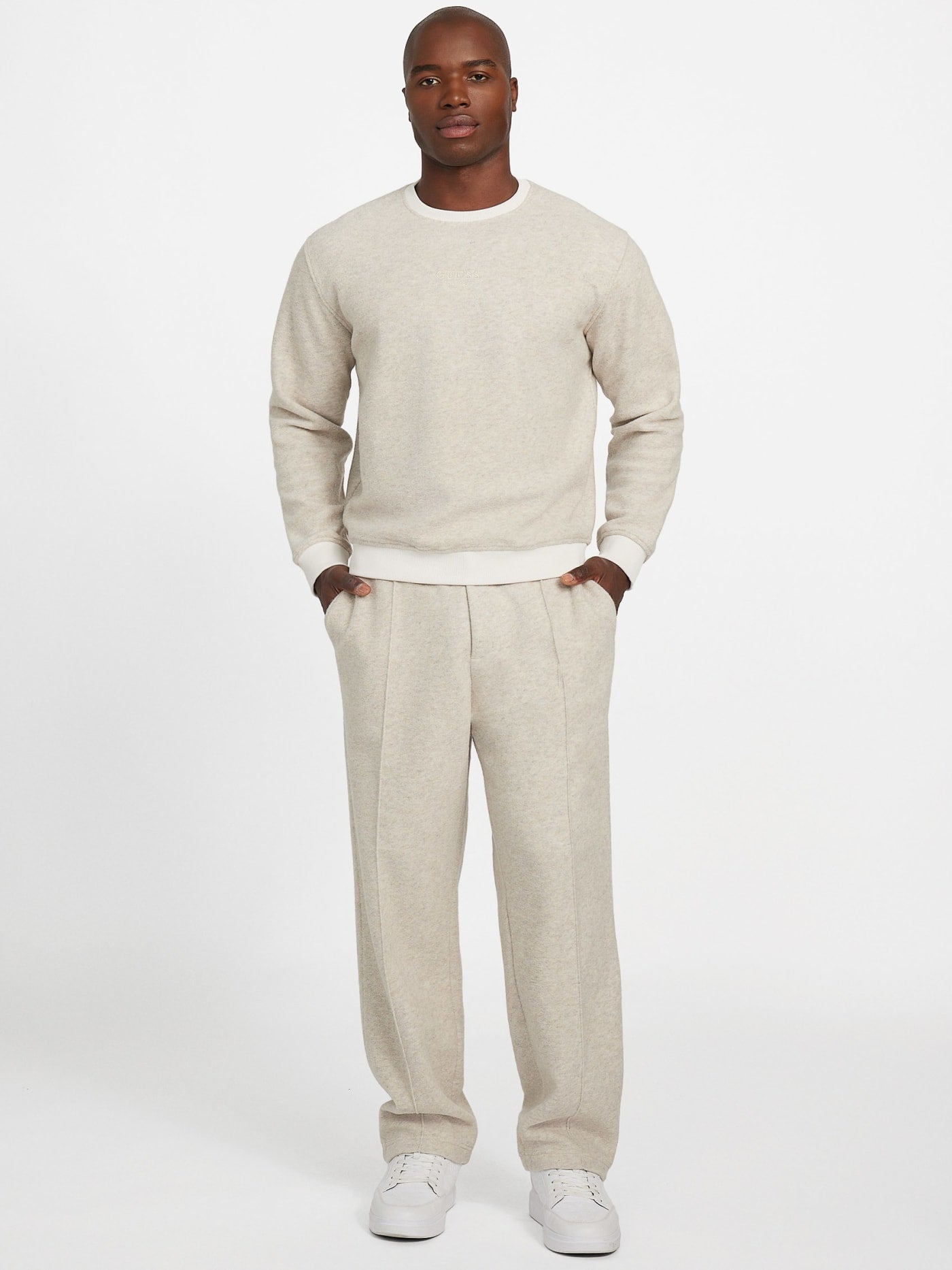 Crewneck Scuba Wool-Blend Melange Sweater