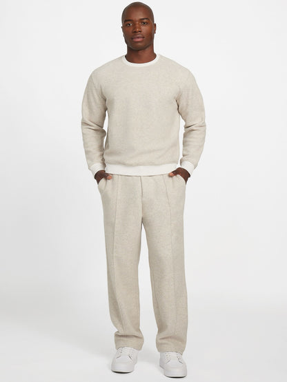 Crewneck Scuba Wool-Blend Melange Sweater