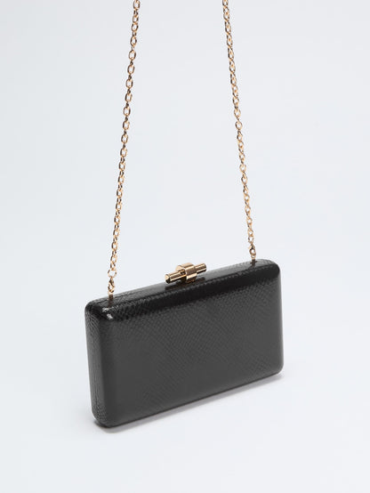 Gold-Tone Python Clutch
