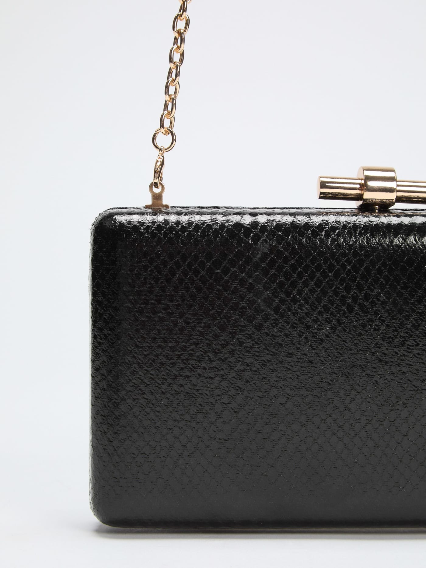 Gold-Tone Python Clutch