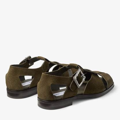 Meadow Sandal Moss Green Velvet Suede Sandals