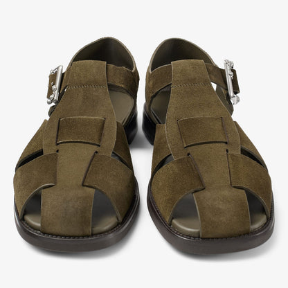 Meadow Sandal Moss Green Velvet Suede Sandals