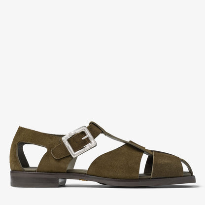 Meadow Sandal Moss Green Velvet Suede Sandals