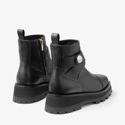 Meena Flat Black Leather Boots